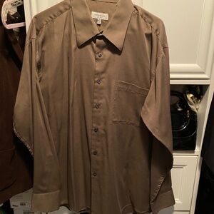 Vtg Yves Saint Laurent YSL Tan Button Down 17.5 XL